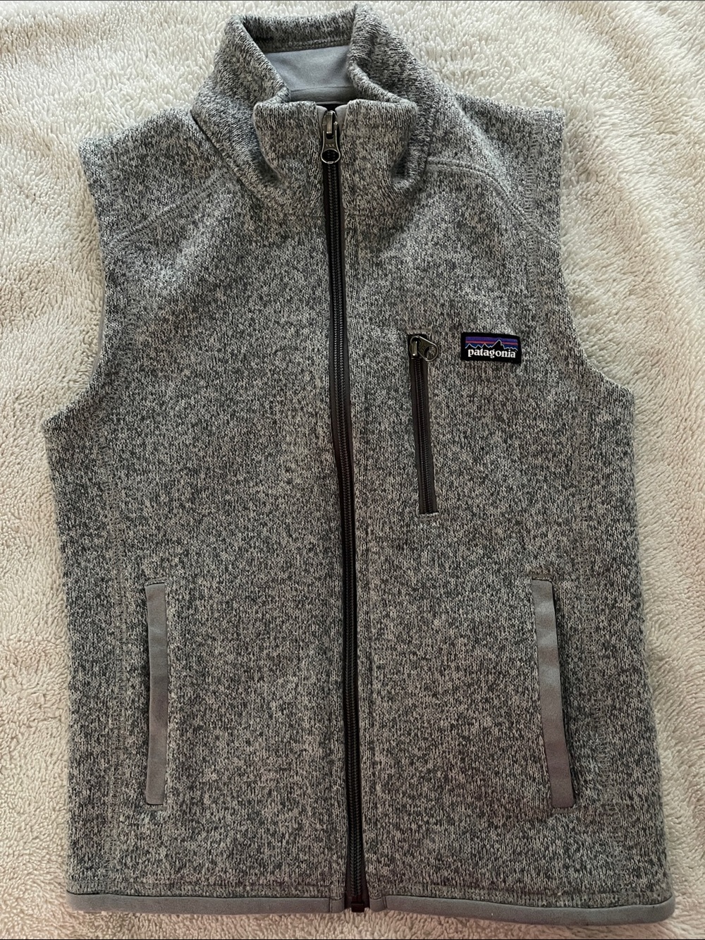 Patagonia Heather Gray Knit Fleece Jacket kids S 7/8